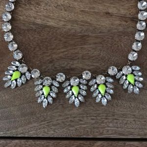 J. Crew Silver and Neon Yellow Statement Necklace